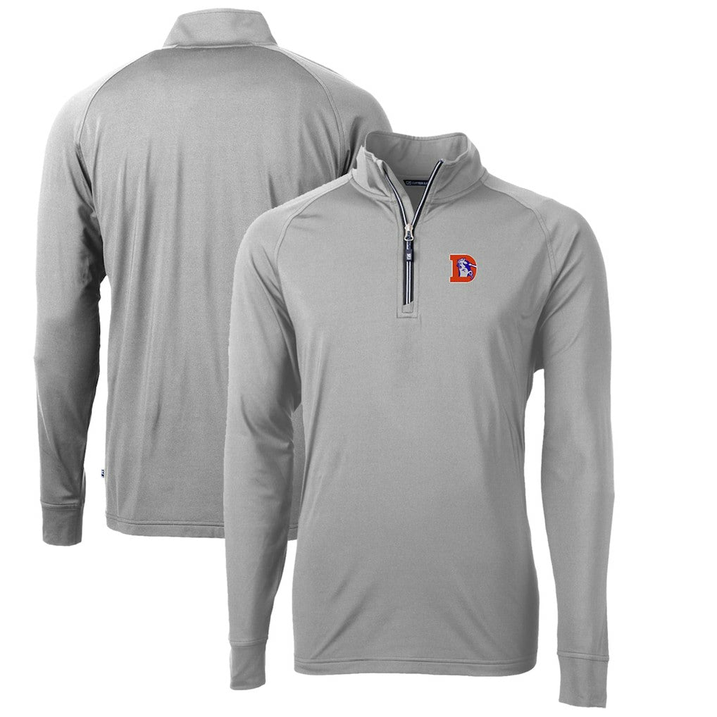 Denver Broncos  Cutter & Buck Adapt Eco Knit Stretch Recycled Big & Tall Quarter-Zip Throwback Pullover Top
