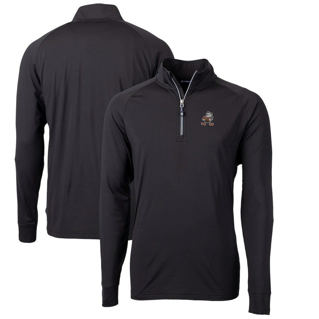 Cleveland Browns  Cutter & Buck Adapt Eco Knit Stretch Recycled Big & Tall Quarter-Zip Throwback Pullover Top