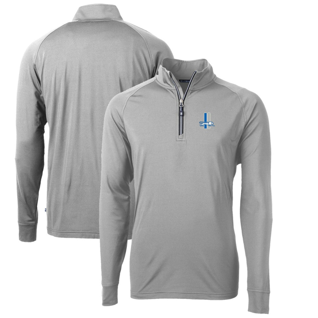 Detroit Lions  Cutter & Buck Adapt Eco Knit Stretch Recycled Big & Tall Quarter-Zip Throwback Pullover Top