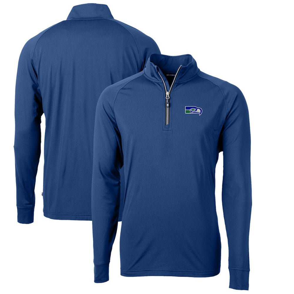 Seattle Seahawks  Cutter & Buck Adapt Eco Knit Stretch Recycled Big & Tall Quarter-Zip Throwback Pullover Top