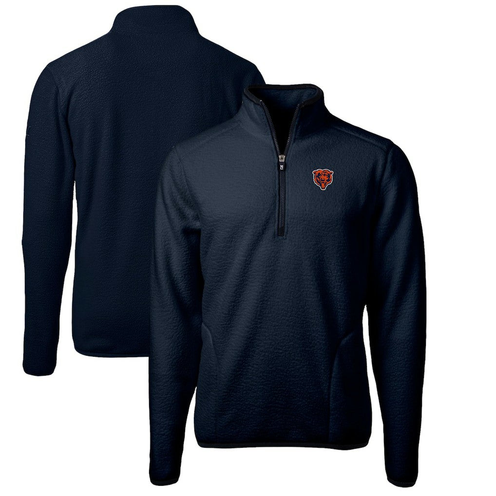 Chicago Bears  Cutter & Buck Cascade Eco Sherpa Fleece Big & Tall Quarter-Zip Throwback Jacket