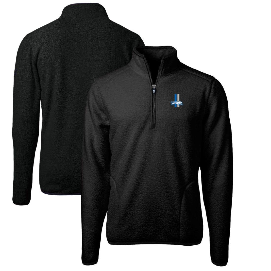 Detroit Lions  Cutter & Buck Cascade Eco Sherpa Fleece Big & Tall Quarter-Zip Throwback Jacket