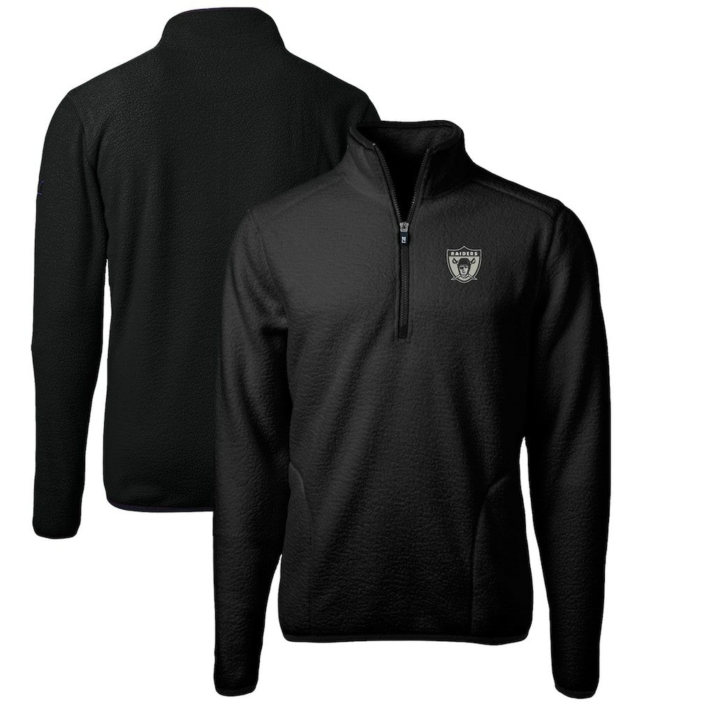 Las Vegas Raiders  Cutter & Buck Cascade Eco Sherpa Fleece Big & Tall Quarter-Zip Throwback Jacket