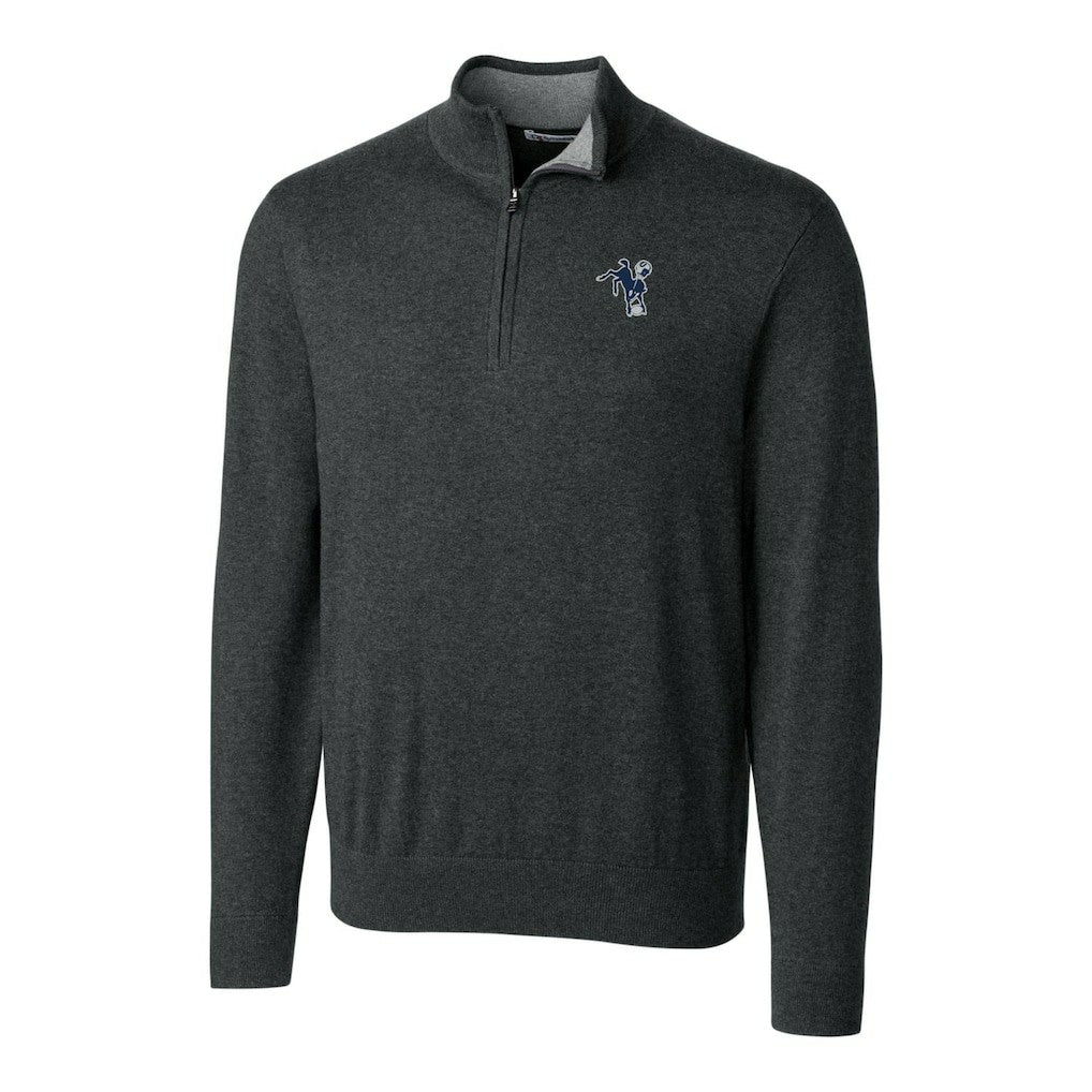 Indianapolis Colts  Cutter & Buck Throwback Logo Lakemont Tri-Blend Big & Tall Quarter-Zip Pullover Sweater