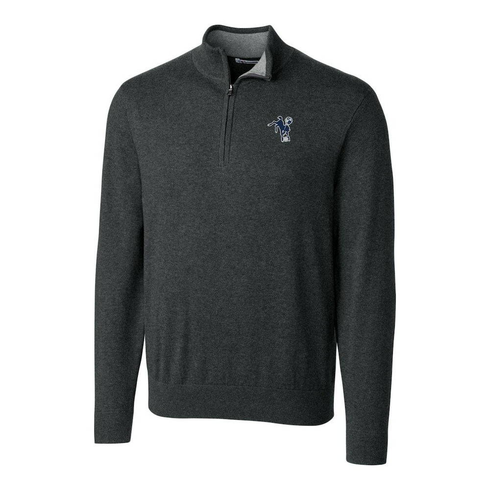 Indianapolis Colts  Cutter & Buck Throwback Logo Lakemont Tri-Blend Big & Tall Quarter-Zip Pullover Sweater