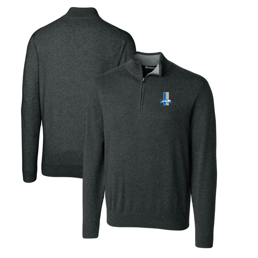 Detroit Lions  Cutter & Buck Throwback Logo Lakemont Tri-Blend Big & Tall Quarter-Zip Pullover Sweater
