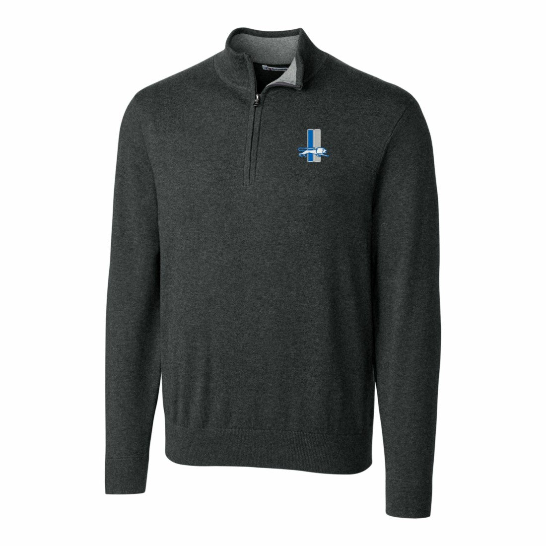 Detroit Lions  Cutter & Buck Throwback Logo Lakemont Tri-Blend Big & Tall Quarter-Zip Pullover Sweater