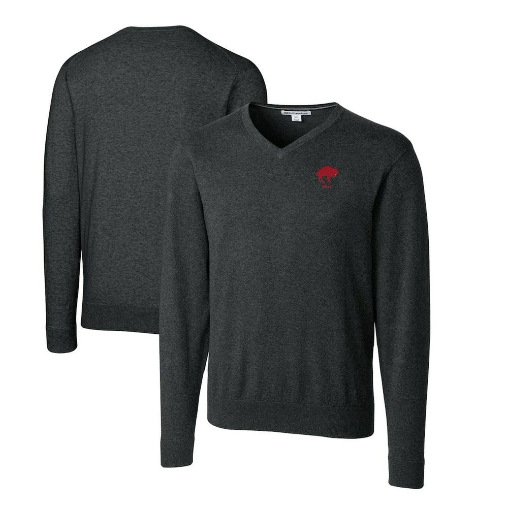 Buffalo Bills  Cutter & Buck Throwback Logo Lakemont Tri-Blend Big & Tall V-Neck Pullover Sweater