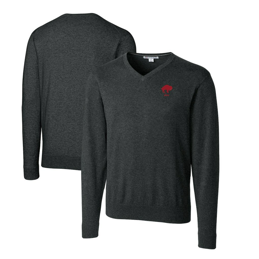 Buffalo Bills  Cutter & Buck Throwback Logo Lakemont Tri-Blend Big & Tall V-Neck Pullover Sweater