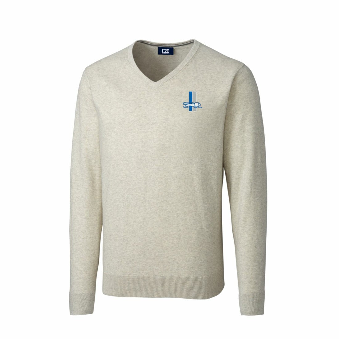 Detroit Lions  Cutter & Buck Throwback Logo Lakemont Tri-Blend Big & Tall V-Neck Pullover Sweater