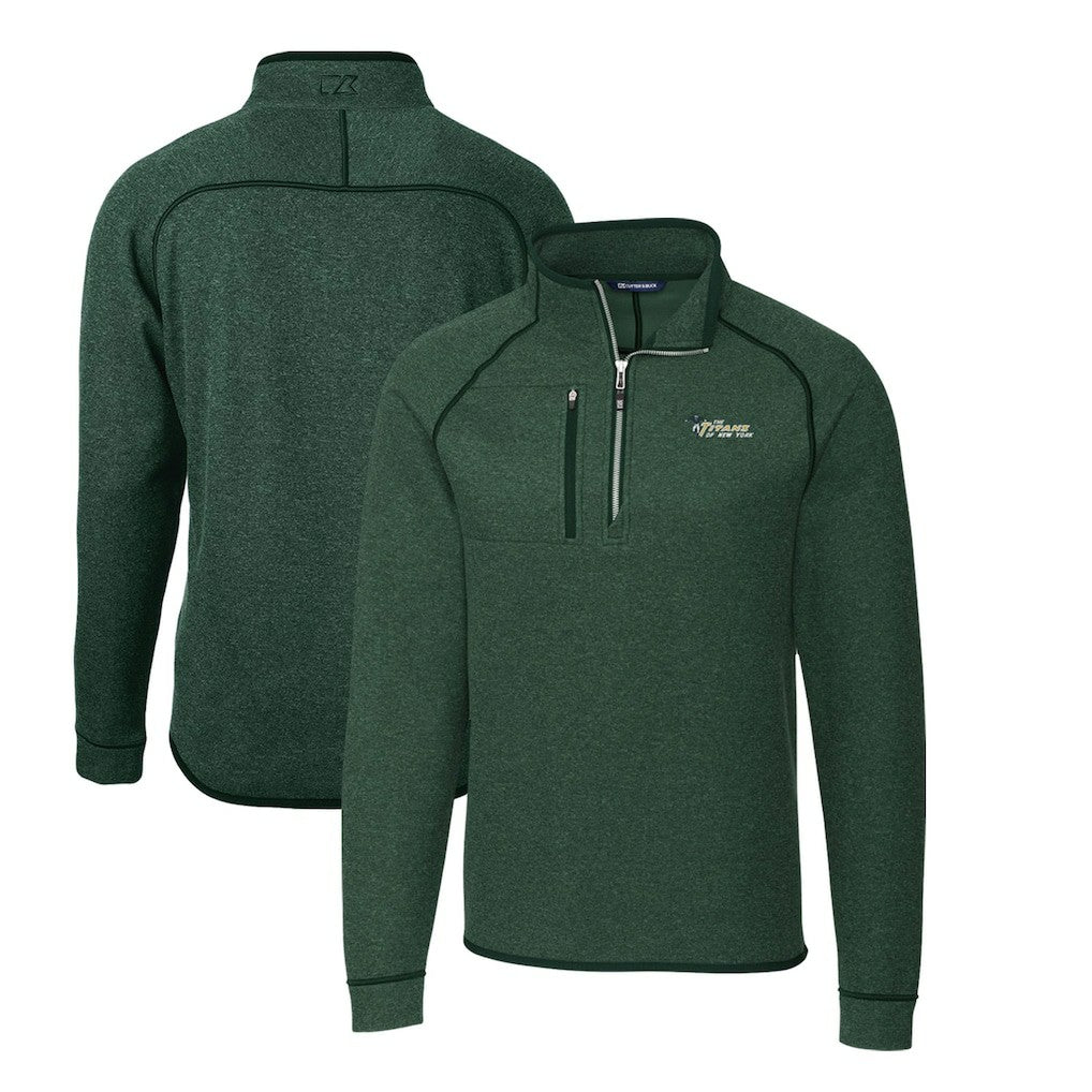 New York Jets  Cutter & Buck Mainsail Sweater-Knit Big & Tall Half-Zip Pullover Jacket