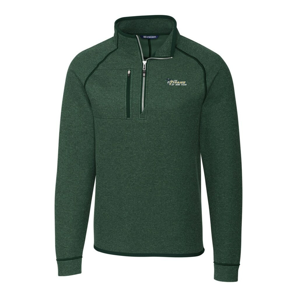 New York Jets  Cutter & Buck Mainsail Sweater-Knit Big & Tall Half-Zip Pullover Jacket