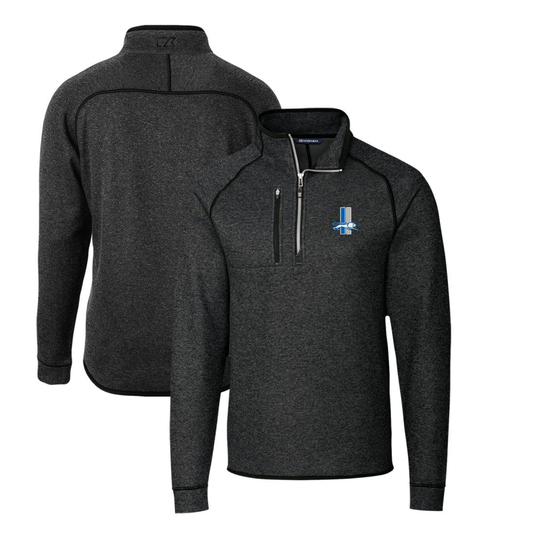 Detroit Lions  Cutter & Buck Mainsail Sweater-Knit Big & Tall Half-Zip Pullover Jacket