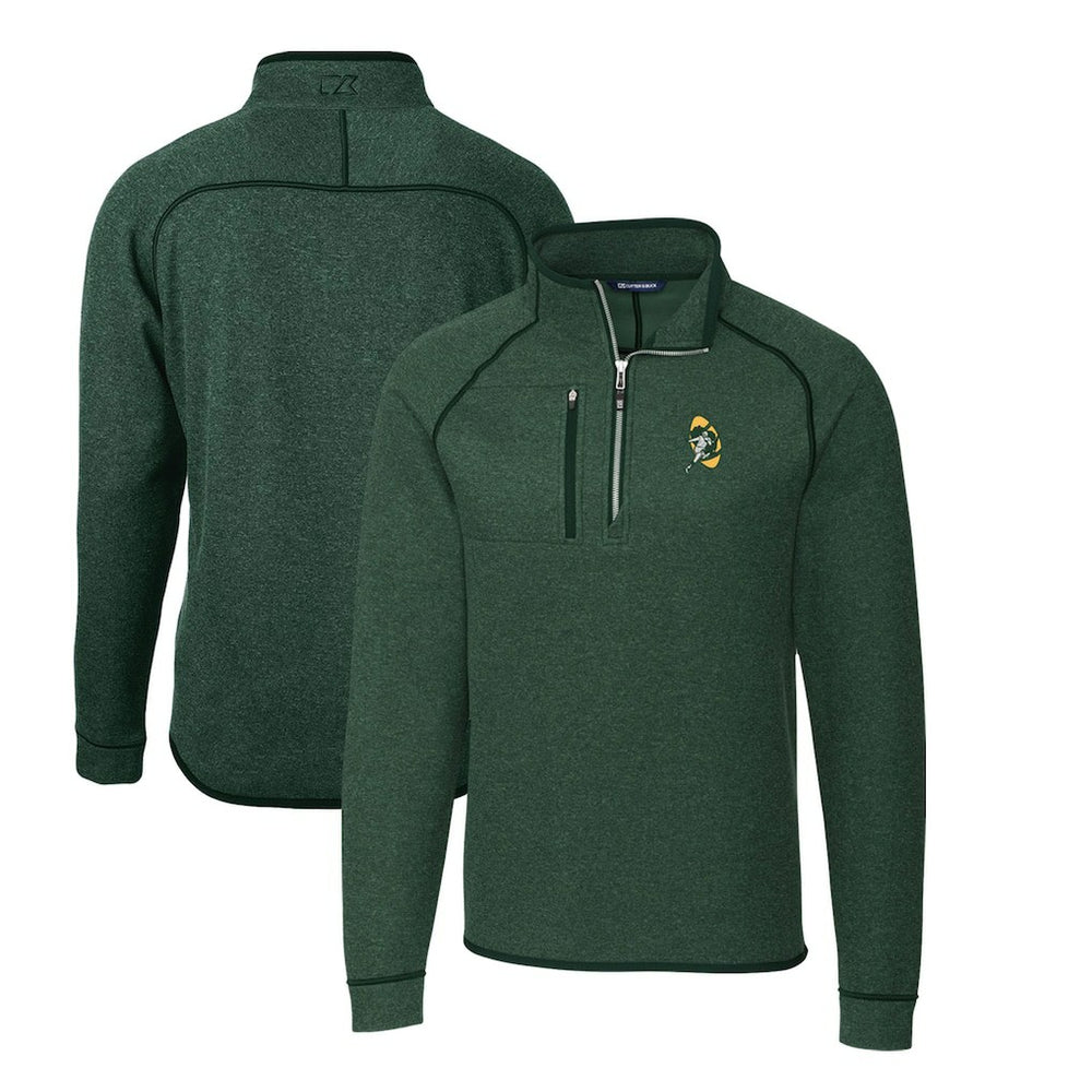 Green Bay Packers  Cutter & Buck Mainsail Sweater-Knit Big & Tall Half-Zip Pullover Jacket