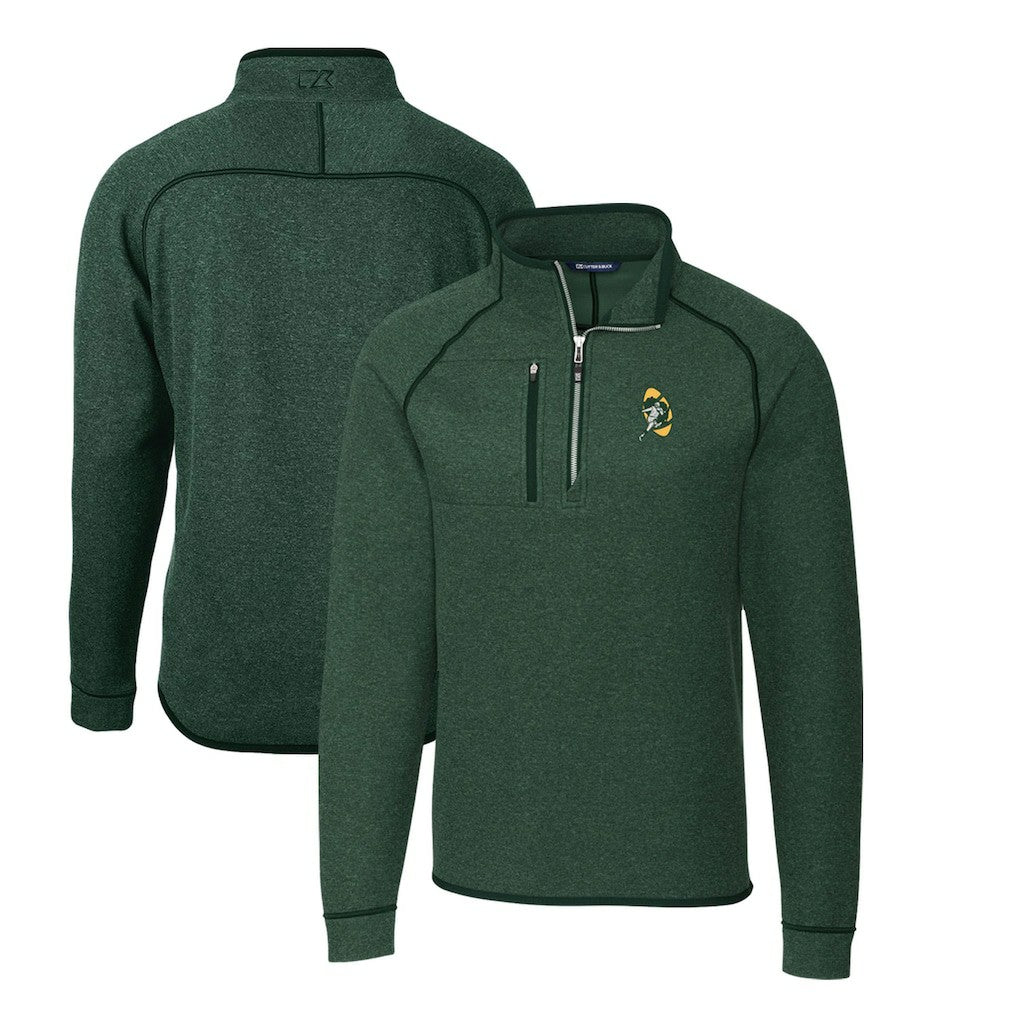Green Bay Packers  Cutter & Buck Mainsail Sweater-Knit Big & Tall Half-Zip Pullover Jacket