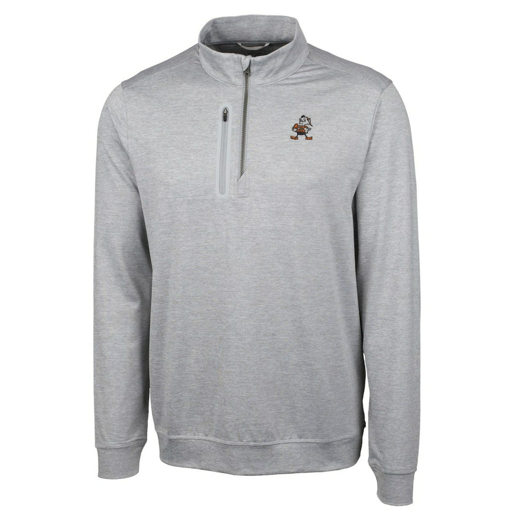 Cleveland Browns  Cutter & Buck Stealth Heathered Big & Tall Throwback Logo Quarter-Zip Pullover Top