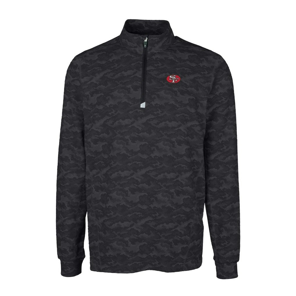 San Francisco 49ers  Cutter & Buck Throwback Logo Big & Tall Traverse Camo Print Stretch Quarter-Zip Pullover Top