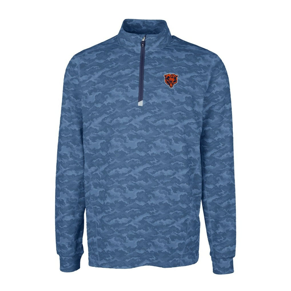 Chicago Bears  Cutter & Buck Throwback Logo Big & Tall Traverse Camo Print Stretch Quarter-Zip Pullover Top