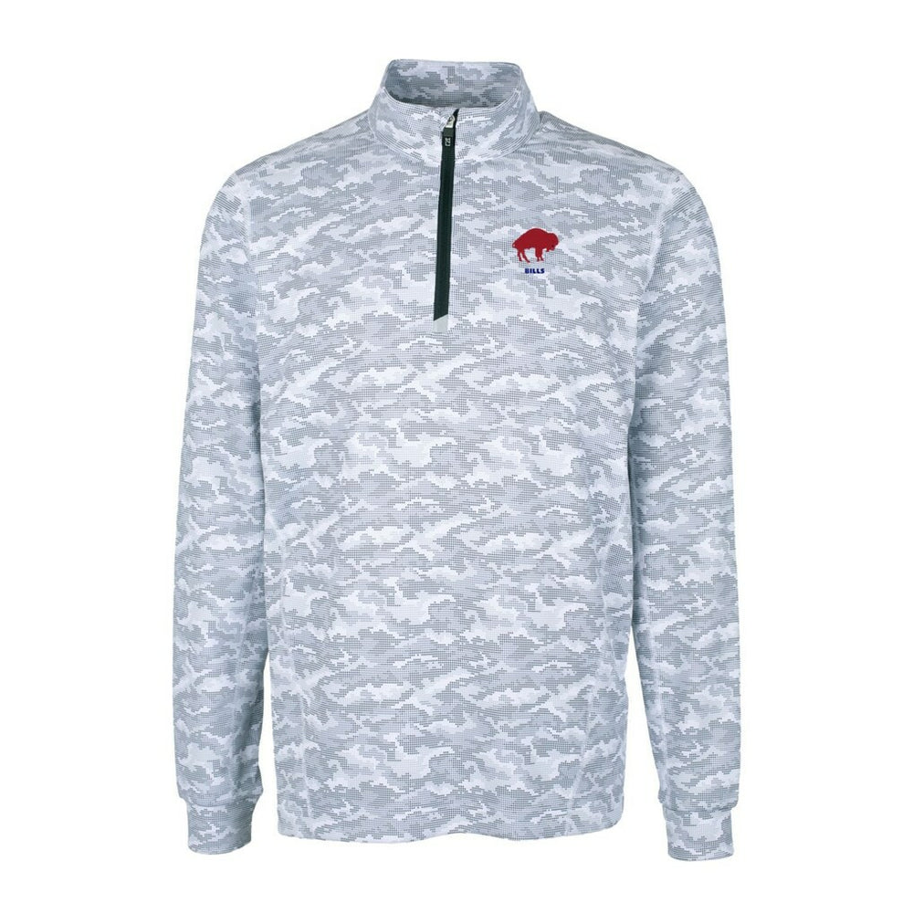 Buffalo Bills  Cutter & Buck Throwback Logo Big & Tall Traverse Camo Print Stretch Quarter-Zip Pullover Top
