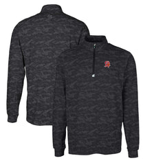 Tampa Bay Buccaneers  Cutter & Buck Throwback Logo Big & Tall Traverse Camo Print Stretch Quarter-Zip Pullover Top