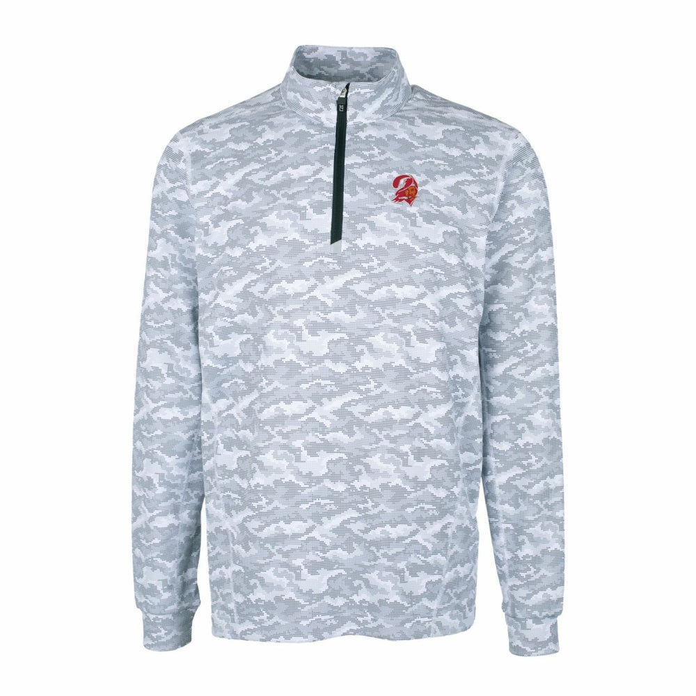 Tampa Bay Buccaneers  Cutter & Buck Throwback Logo Big & Tall Traverse Camo Print Stretch Quarter-Zip Pullover Top