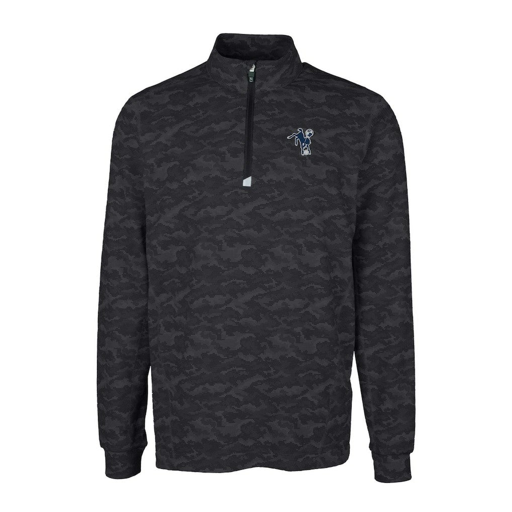 Indianapolis Colts  Cutter & Buck Throwback Logo Big & Tall Traverse Camo Print Stretch Quarter-Zip Pullover Top