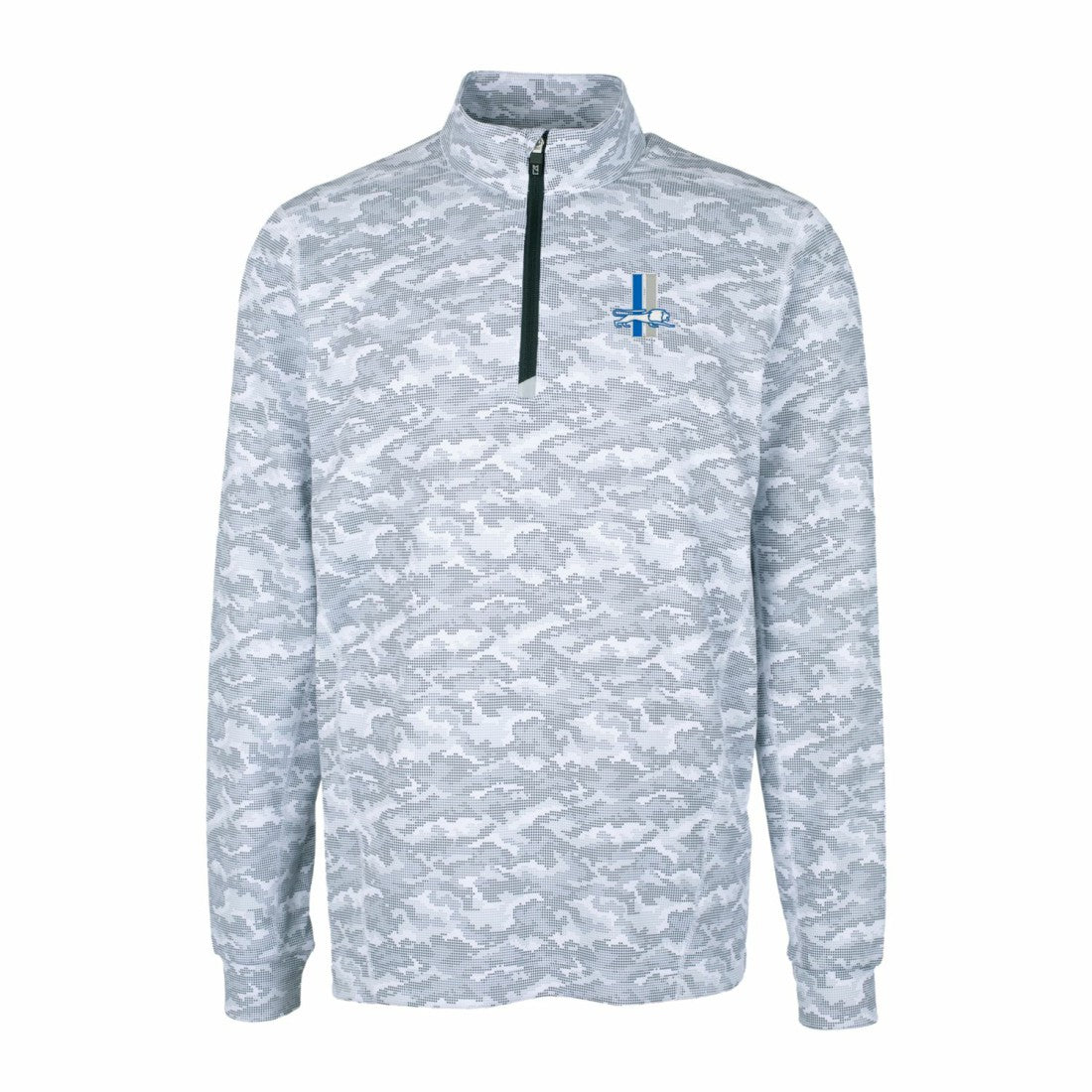 Detroit Lions  Cutter & Buck Throwback Logo Big & Tall Traverse Camo Print Stretch Quarter-Zip Pullover Top