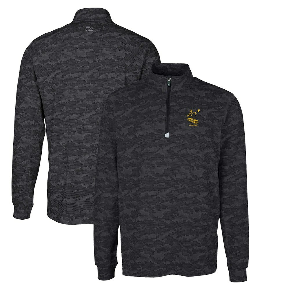 Pittsburgh Steelers  Cutter & Buck Throwback Logo Big & Tall Traverse Camo Print Stretch Quarter-Zip Pullover Top