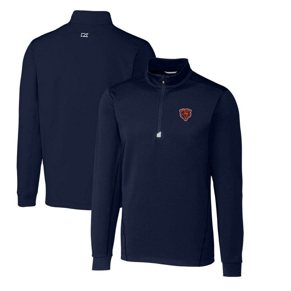 Chicago Bears  Cutter & Buck Throwback Logo Traverse Stretch Quarter-Zip Big & Tall Pullover Top
