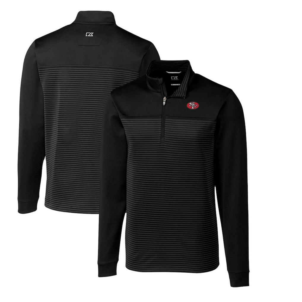 San Francisco 49ers  Cutter & Buck Throwback Logo Traverse Stripe Stretch Quarter-Zip Big & Tall Pullover Top