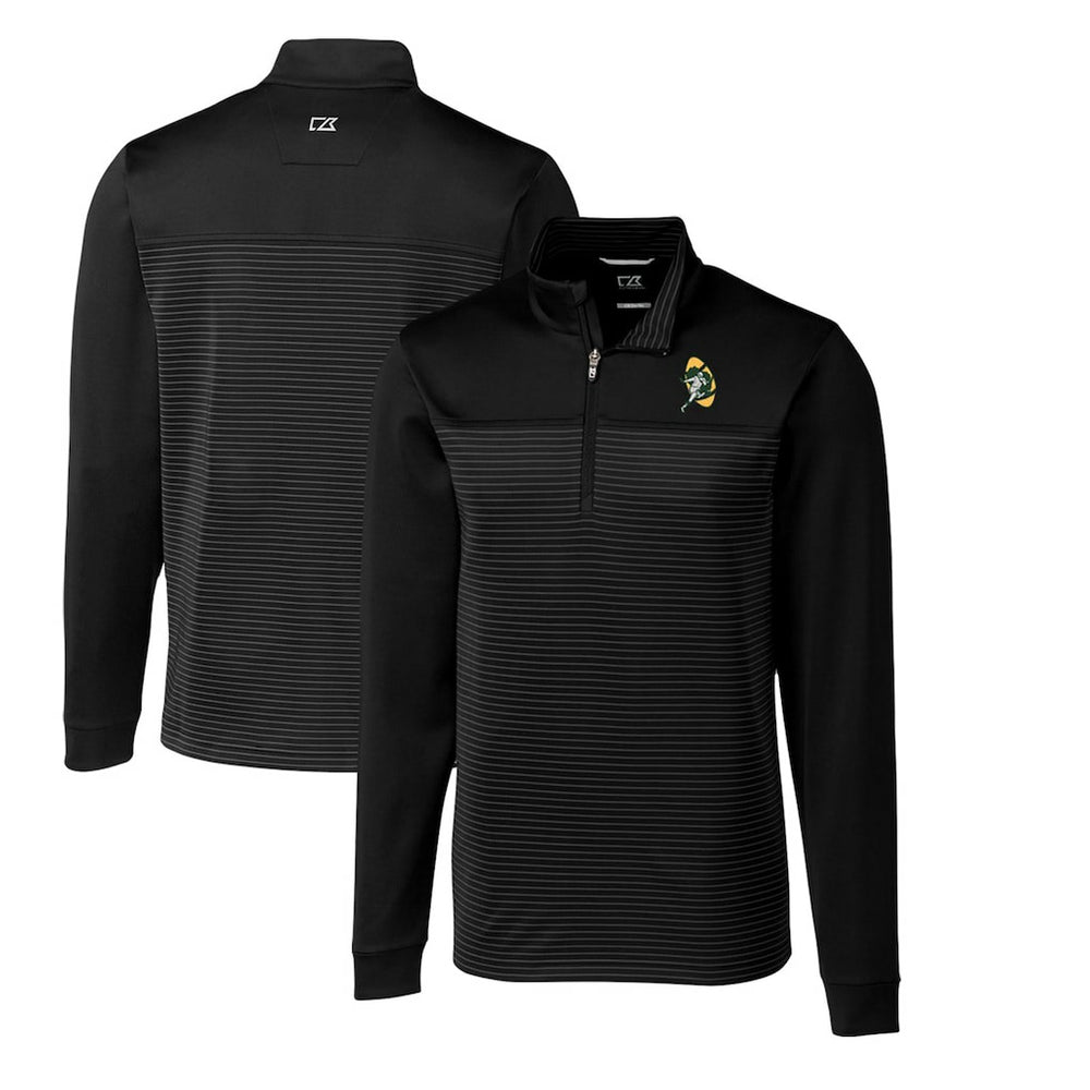 Green Bay Packers  Cutter & Buck Throwback Logo Traverse Stripe Stretch Quarter-Zip Big & Tall Pullover Top