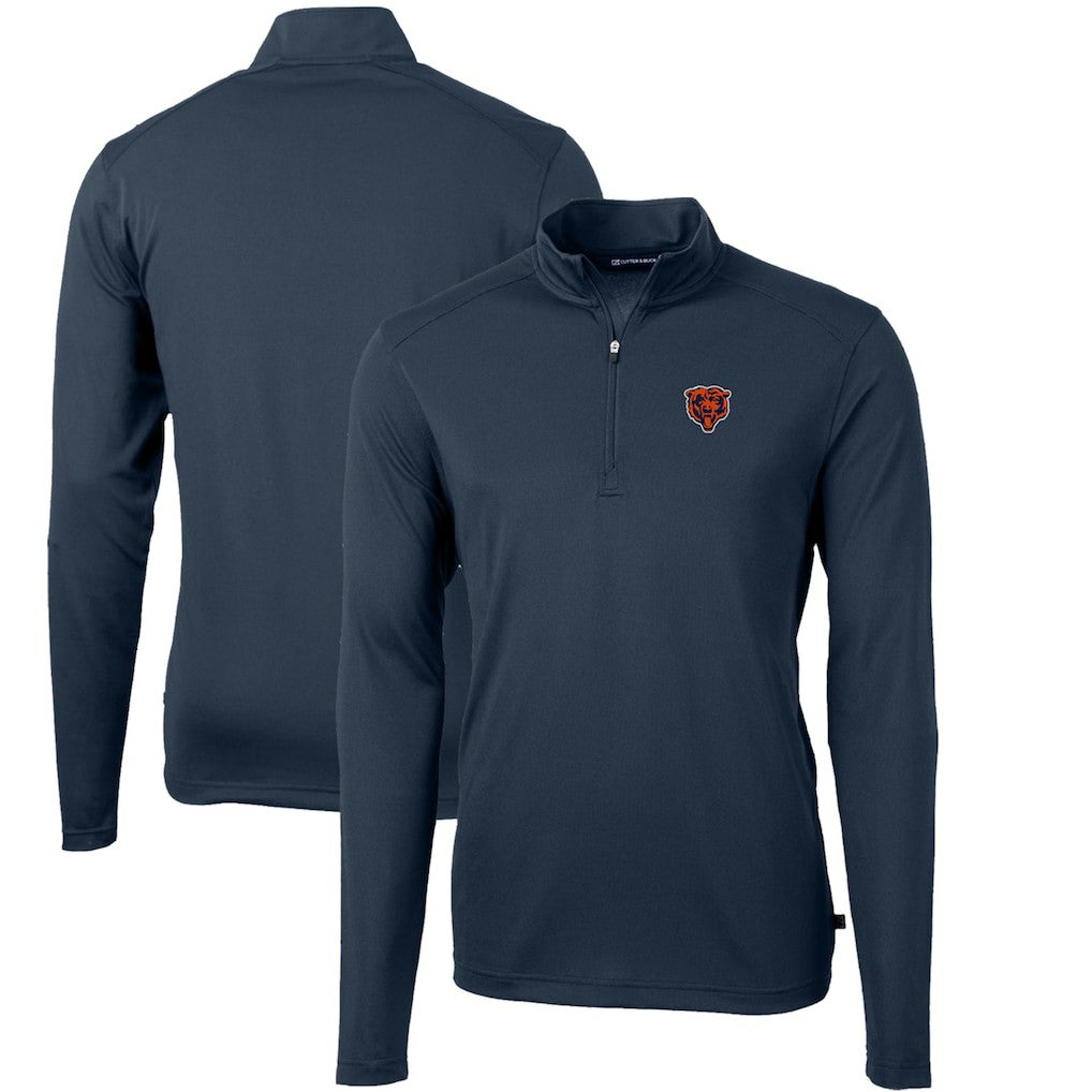 Chicago Bears  Cutter & Buck Throwback Logo Virtue Eco Pique Recycled Quarter-Zip Big & Tall Pullover Top