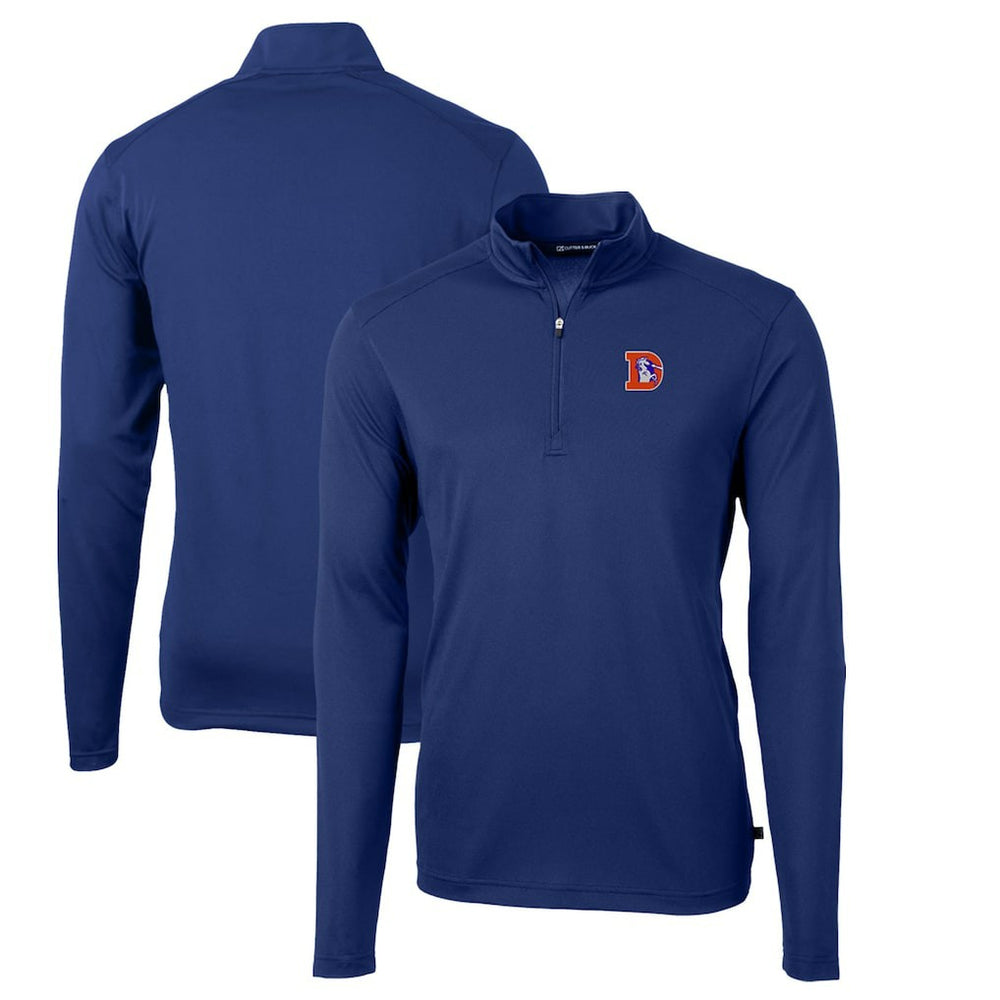 Denver Broncos  Cutter & Buck Throwback Logo Virtue Eco Pique Recycled Quarter-Zip Big & Tall Pullover Top