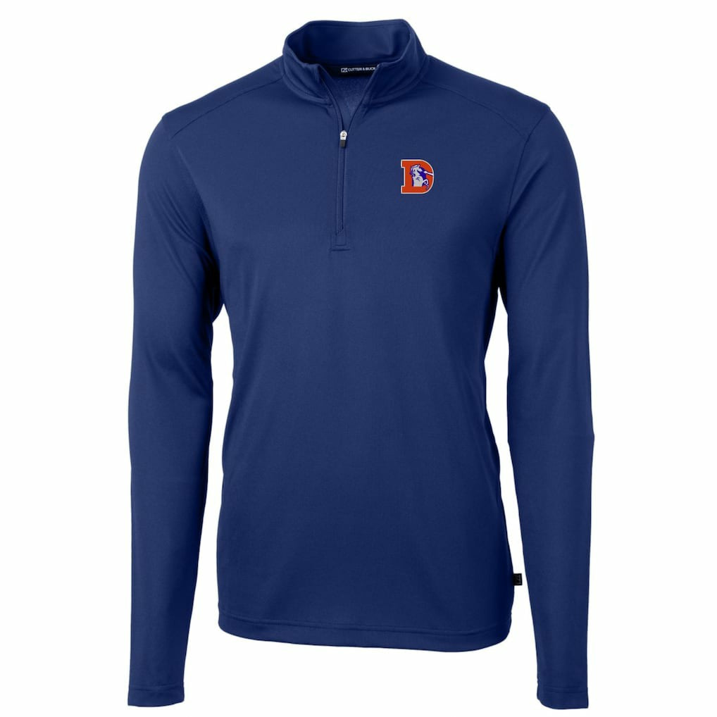 Denver Broncos  Cutter & Buck Throwback Logo Virtue Eco Pique Recycled Quarter-Zip Big & Tall Pullover Top