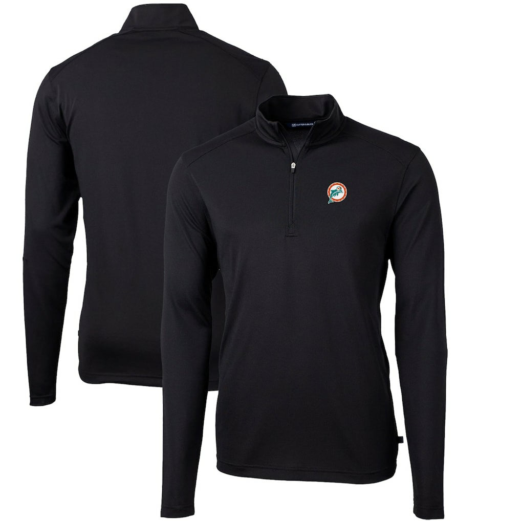 Miami Dolphins  Cutter & Buck Throwback Logo Virtue Eco Pique Recycled Quarter-Zip Big & Tall Pullover Top