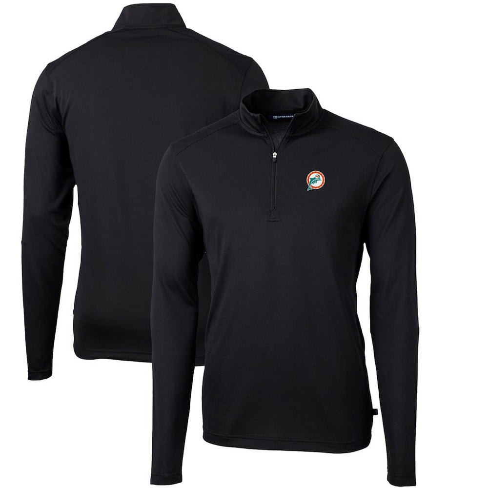 Miami Dolphins  Cutter & Buck Throwback Logo Virtue Eco Pique Recycled Quarter-Zip Big & Tall Pullover Top