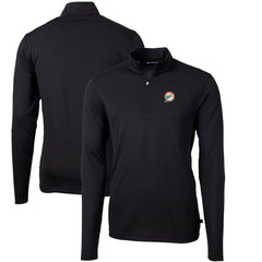 Miami Dolphins  Cutter & Buck Throwback Logo Virtue Eco Pique Recycled Quarter-Zip Big & Tall Pullover Top