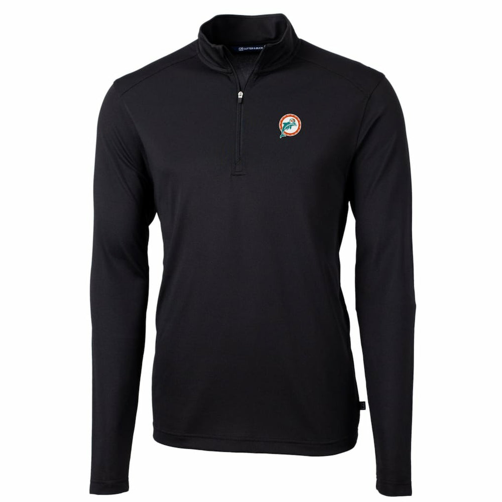 Miami Dolphins  Cutter & Buck Throwback Logo Virtue Eco Pique Recycled Quarter-Zip Big & Tall Pullover Top
