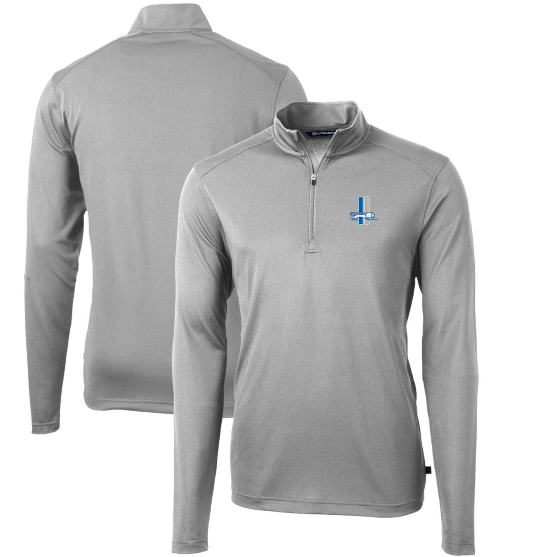 Detroit Lions  Cutter & Buck Throwback Logo Virtue Eco Pique Recycled Quarter-Zip Big & Tall Pullover Top