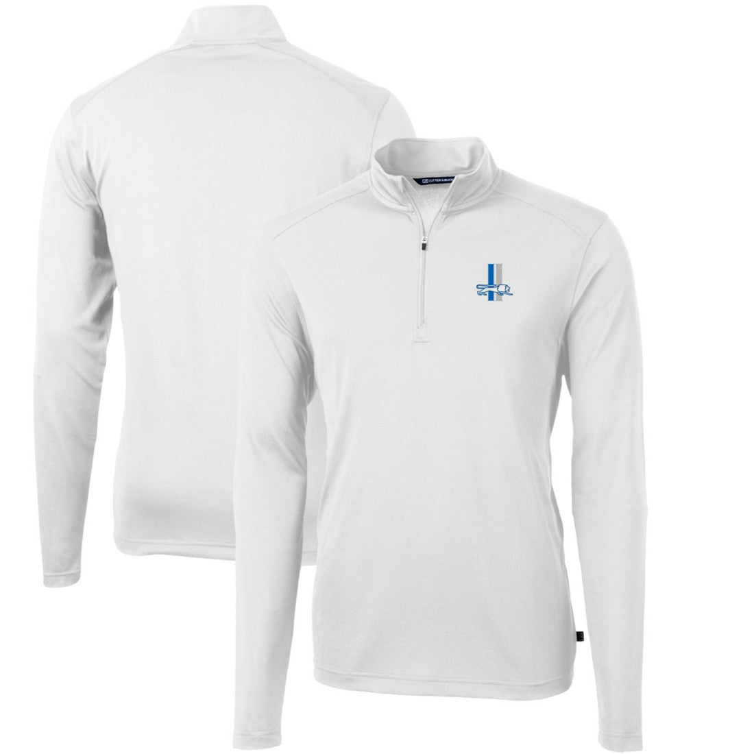 Detroit Lions  Cutter & Buck Throwback Logo Virtue Eco Pique Recycled Quarter-Zip Big & Tall Pullover Top