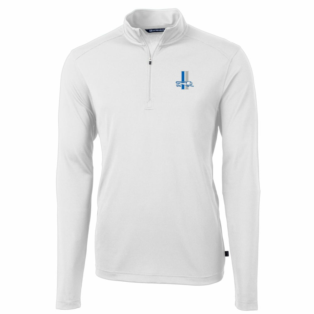 Detroit Lions  Cutter & Buck Throwback Logo Virtue Eco Pique Recycled Quarter-Zip Big & Tall Pullover Top