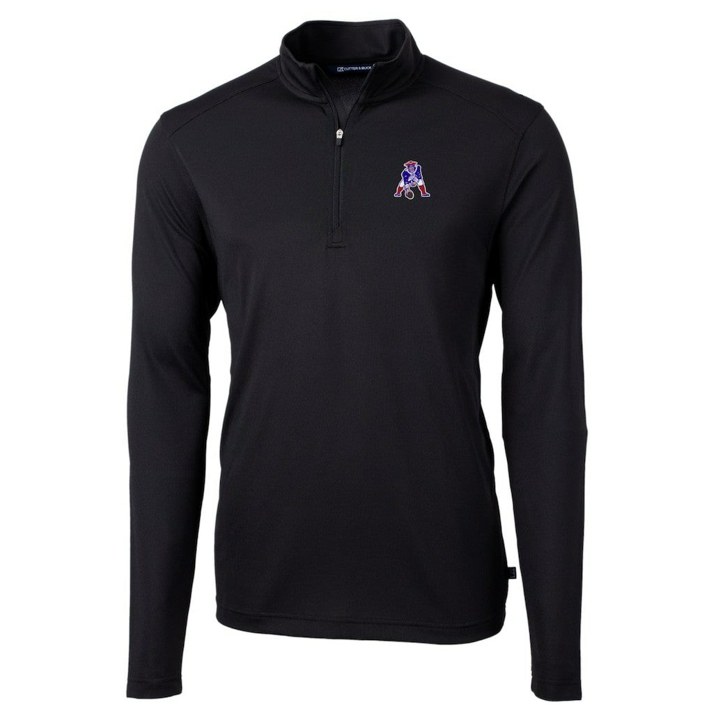 New England Patriots  Cutter & Buck Throwback Logo Virtue Eco Pique Recycled Quarter-Zip Big & Tall Pullover Top