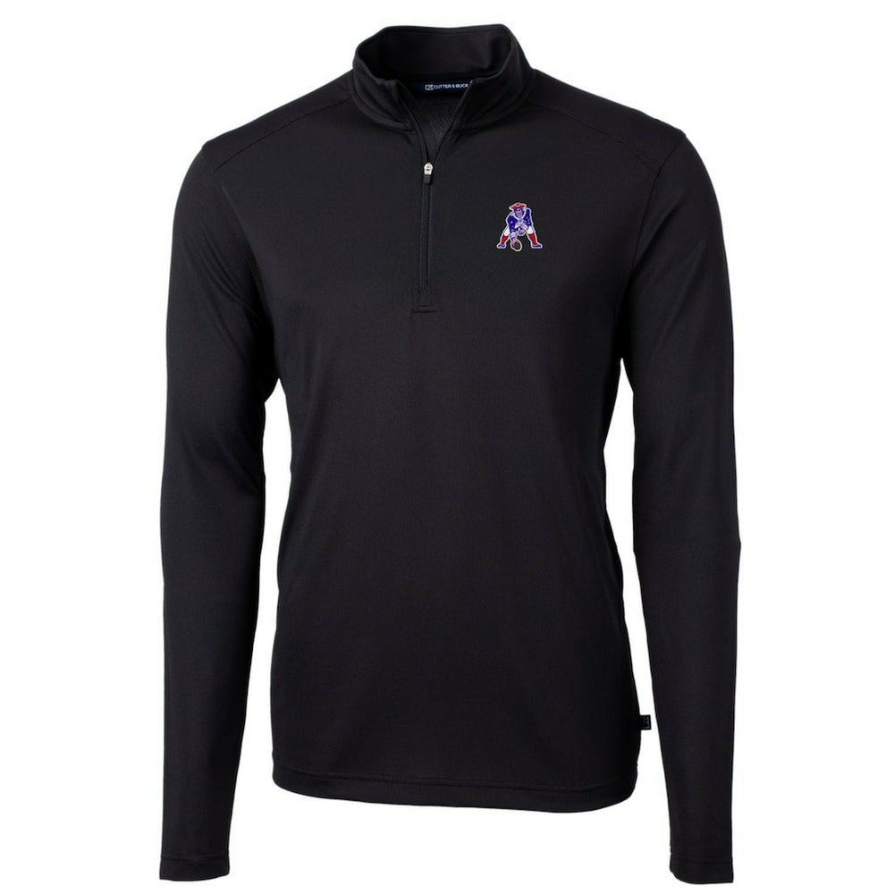 New England Patriots  Cutter & Buck Throwback Logo Virtue Eco Pique Recycled Quarter-Zip Big & Tall Pullover Top