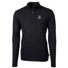 New England Patriots  Cutter & Buck Throwback Logo Virtue Eco Pique Recycled Quarter-Zip Big & Tall Pullover Top