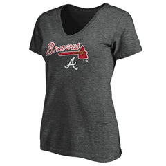 Atlanta Braves Women's Team Lockup V-Neck T-Shirt | MLB For sale