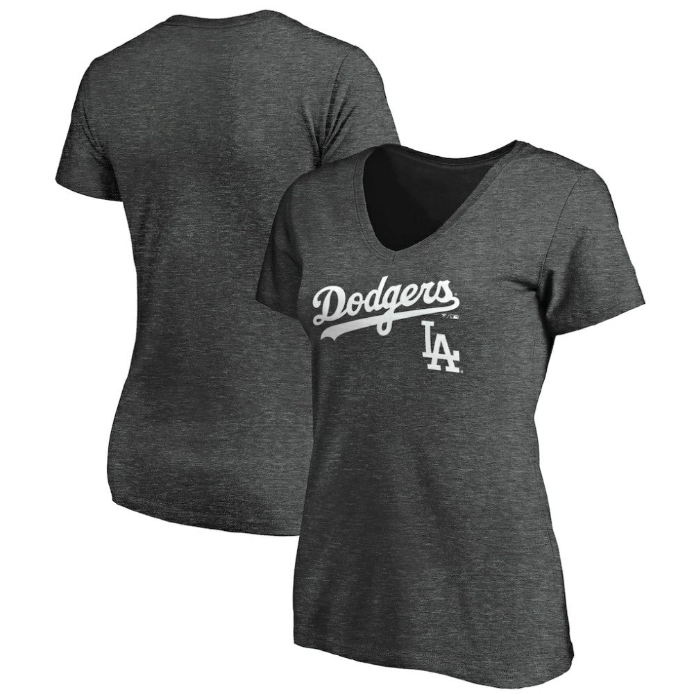 Los Angeles Dodgers Women's Team Lockup V-Neck T-Shirt | MLB Discount