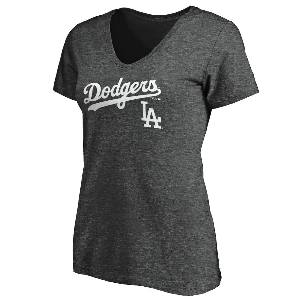 Los Angeles Dodgers Women's Team Lockup V-Neck T-Shirt | MLB Discount