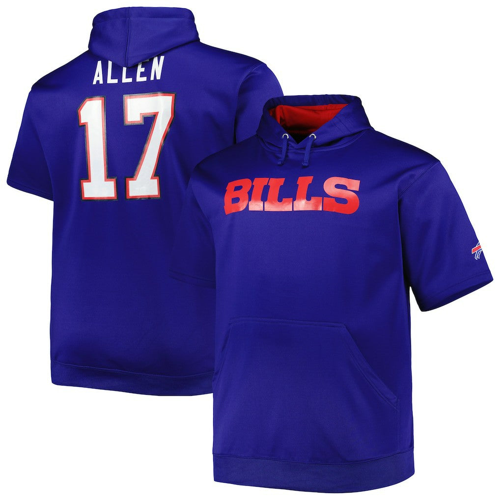 Buffalo Bills  Josh Allen  Big & Tall Short Sleeve Pullover Hoodie