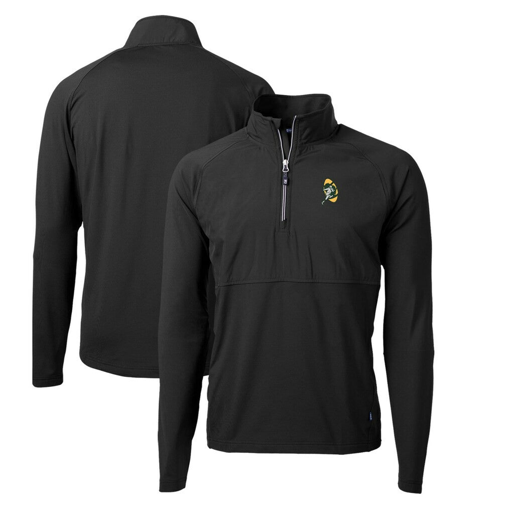 Green Bay Packers  Cutter & Buck Adapt Eco Knit Hybrid Throwback Recycled Quarter-Zip Pullover