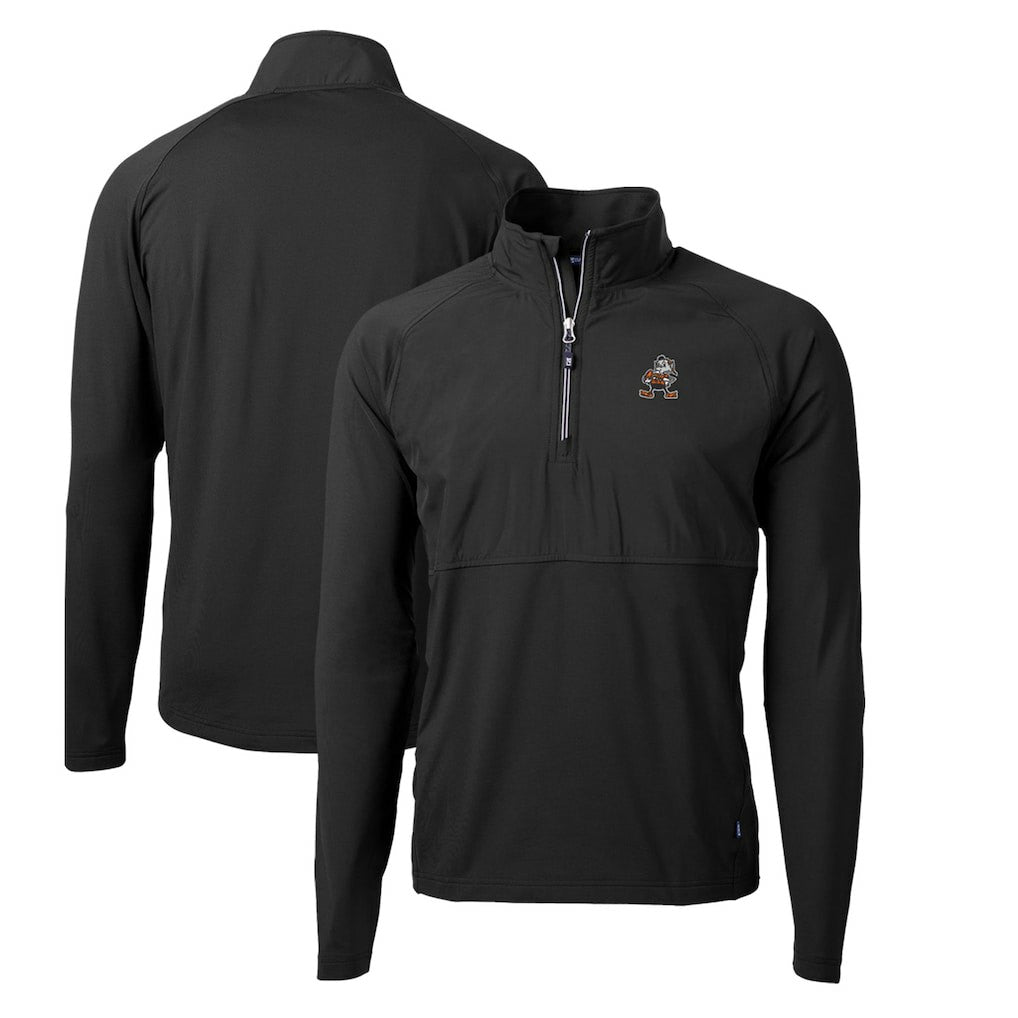 Cleveland Browns  Cutter & Buck Adapt Eco Knit Hybrid Recycled Quarter-Zip Throwback Pullover Top